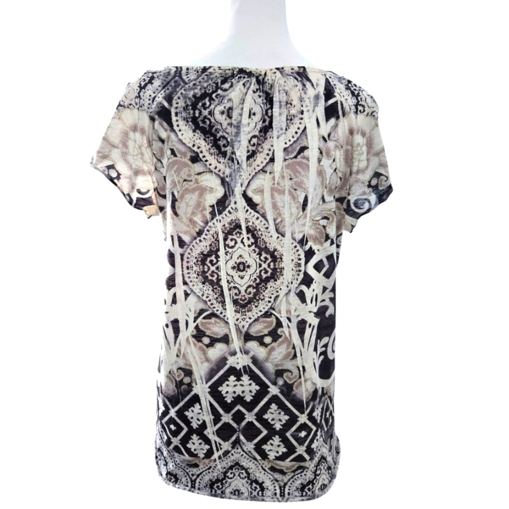 Apt.9 print embellished V-neck Women's short sleeve top size Large - Picture 3 of 5